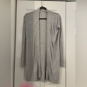 LOFT Gray Open-Front Cardigan Sweater